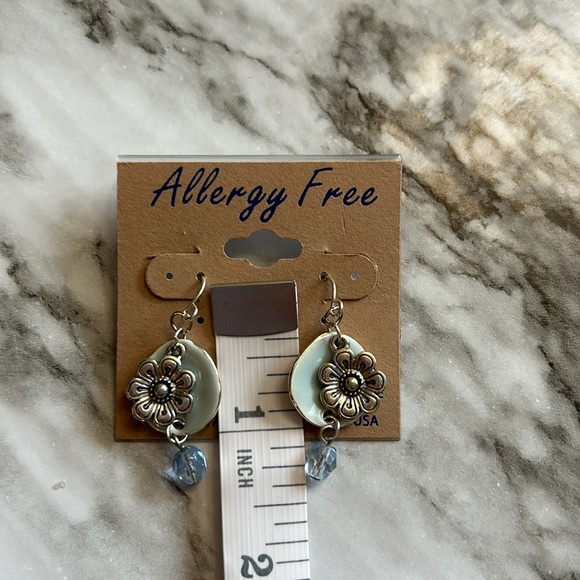 Blue Flower Dangle Earrings - Picture 6 of 6